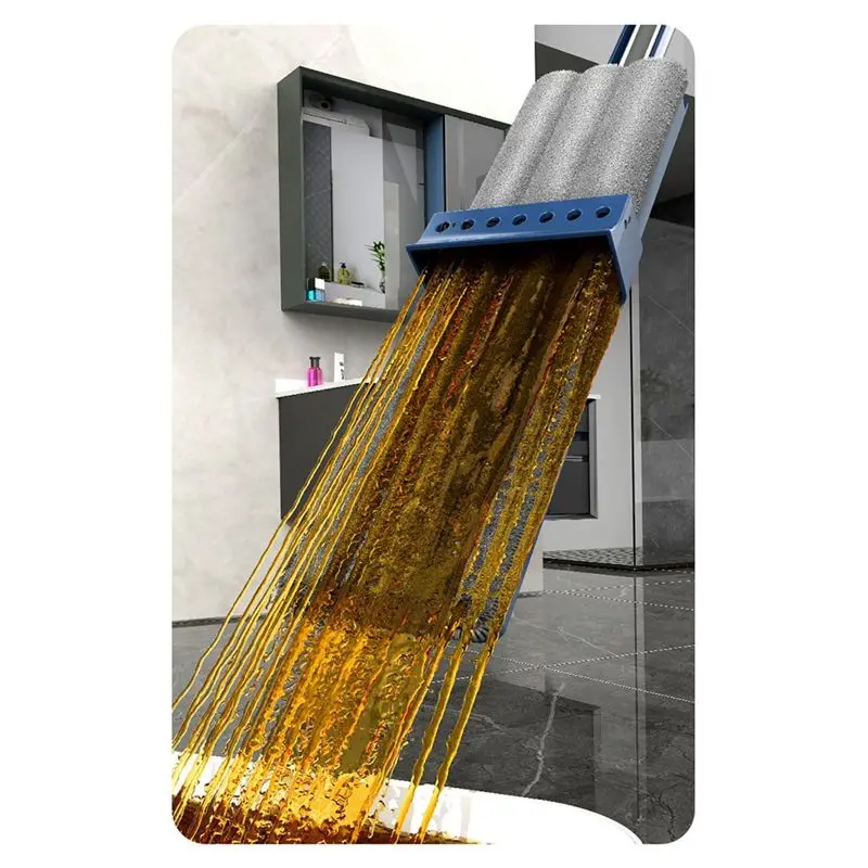 ABJN-Floor Cleaning Mop Hands-Free Squeeze Mops Home Cleaning Microfiber Rotating Mop Floor Washing Brooms Easy To Use ,Navy Blu