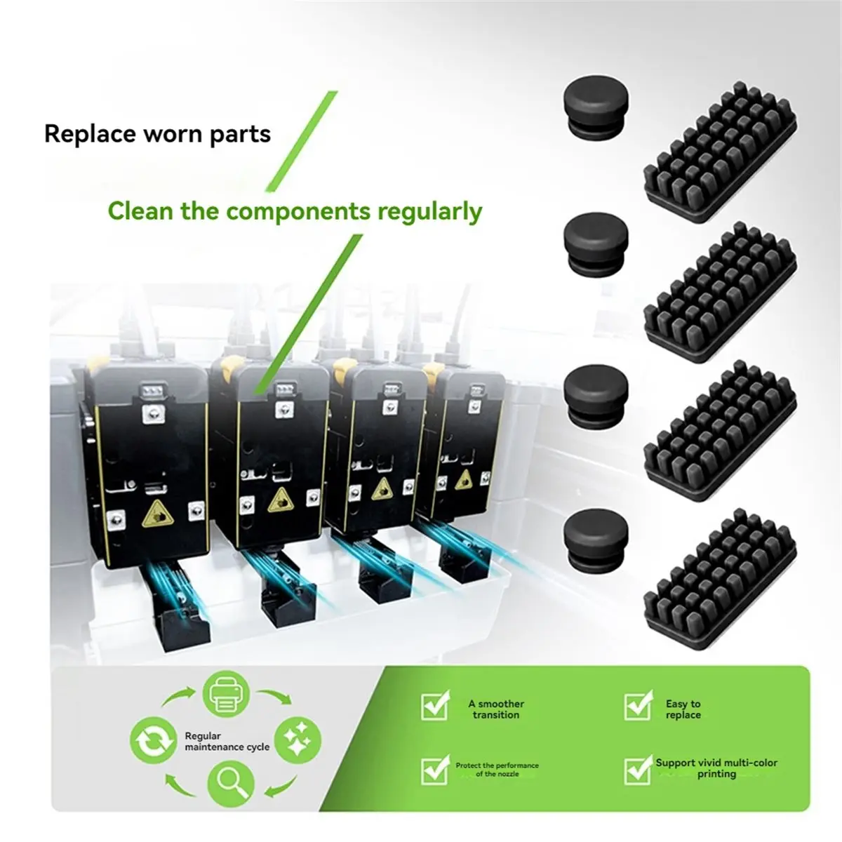 10pcs for U1 Silicone Brush, Heat Resistant Wear Resistant 3D Printer Parts for Nozzle Cleaning