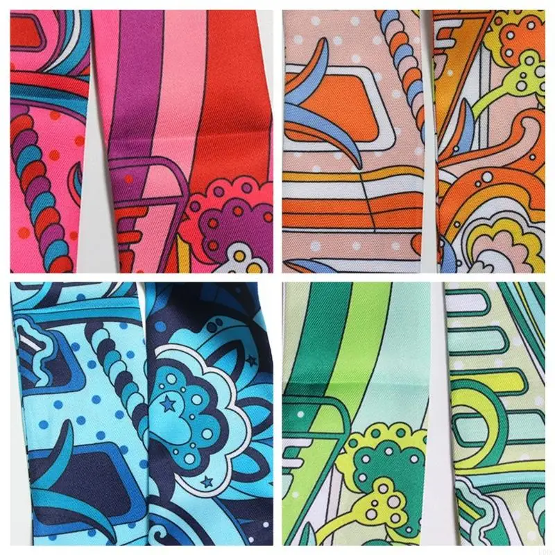 وشاح طويل أنيق برقبة للنساء، مقاس قابل للتعديل دعائم صور بملمس حريري وشاح متعدد الألوان دعائم صور Y166