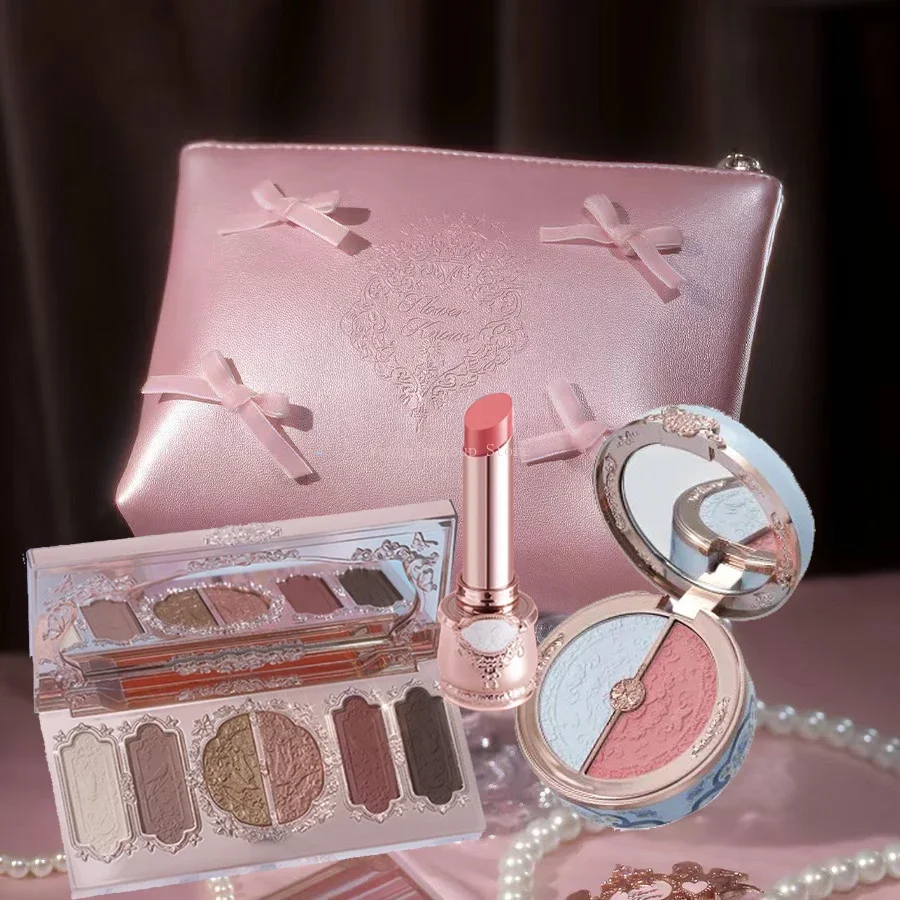 フラワーノウズバタフライクラウドカラーコレクションメイクアップギフトセット（グリッターアイシャドウ、ブラッシュパウダー、リップスティック、メイクアップバッグ入り）