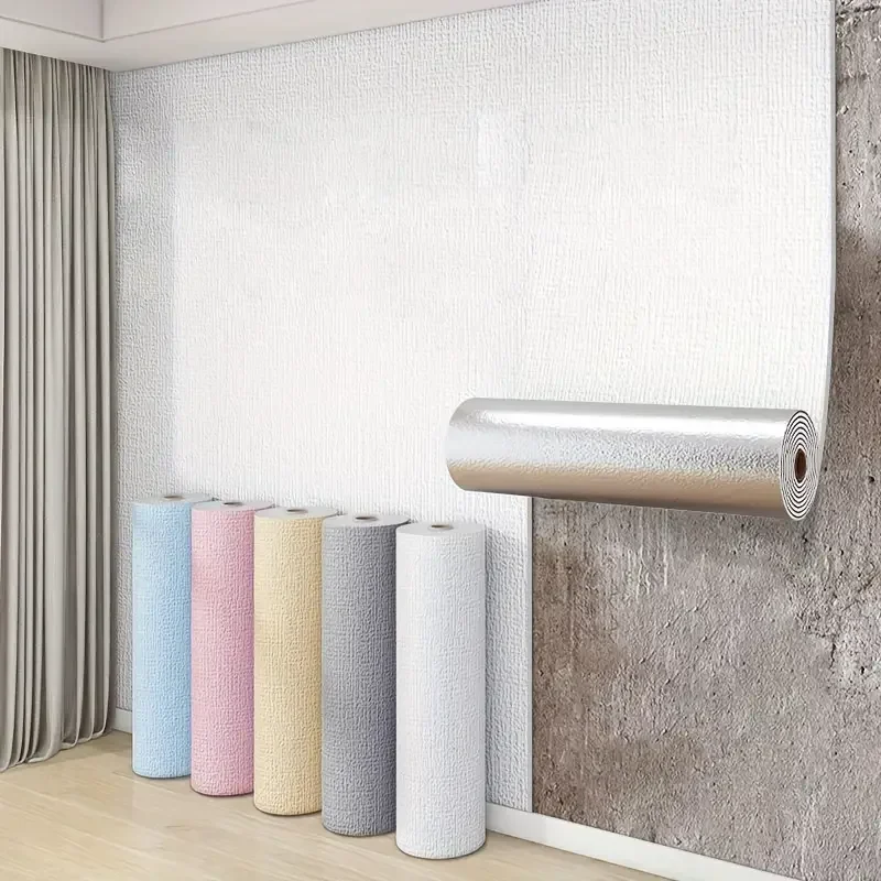 

3D Wall Sticker Linen Texture Thicken Self-Adhesive Waterproof Wallpaper For Bedroom Bathroom Wall Home Decor ,Anti-collision