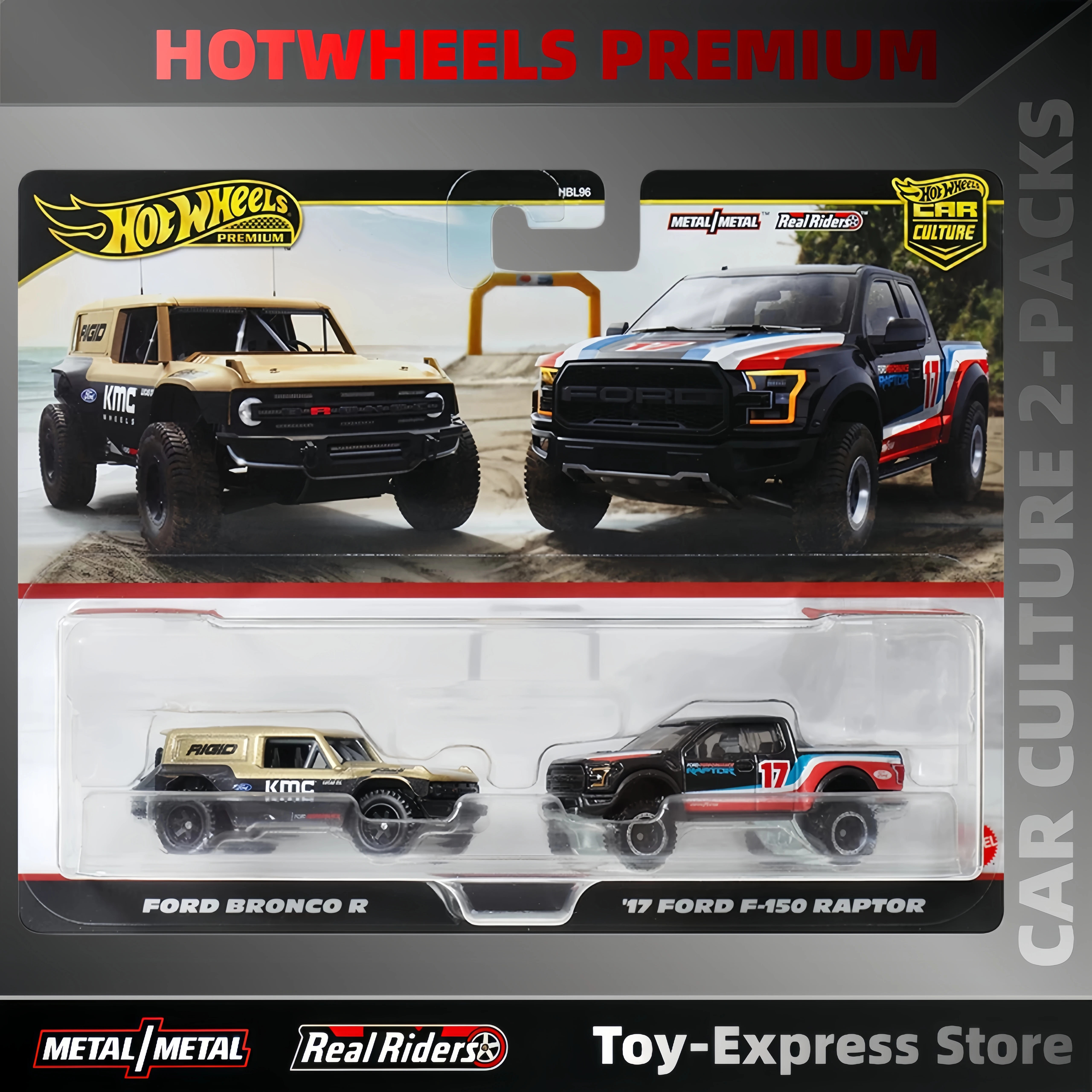 

Hot Wheels Premium Car Culture 2-Packs Hotwheels Children Toys Ford Bronco R Ford F-150 Raptor 1:64 Car Model Boys Kids Toys