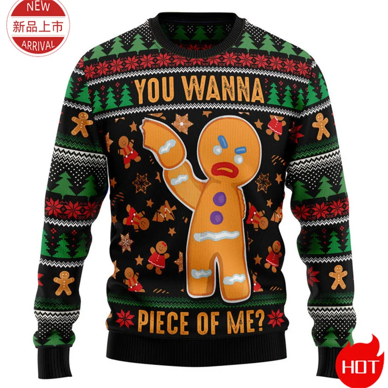 Cookie Gingerbread 3D Print Sweater, Gingerbread Sweatshirt, Cookie Ugly Christmas Sweater Women Mens Funny Christmas Shirts