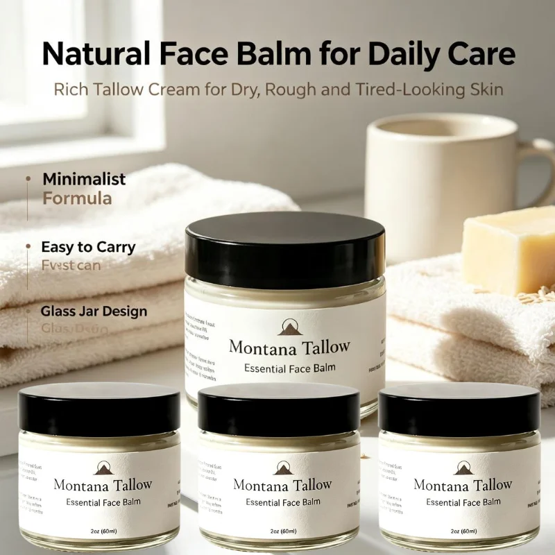 60ml Montana Tallow Essential Face Balm Deep Hydrating Natural Organic Tallow Moisturizer Nourish Soothe Dry Facial Care Cream