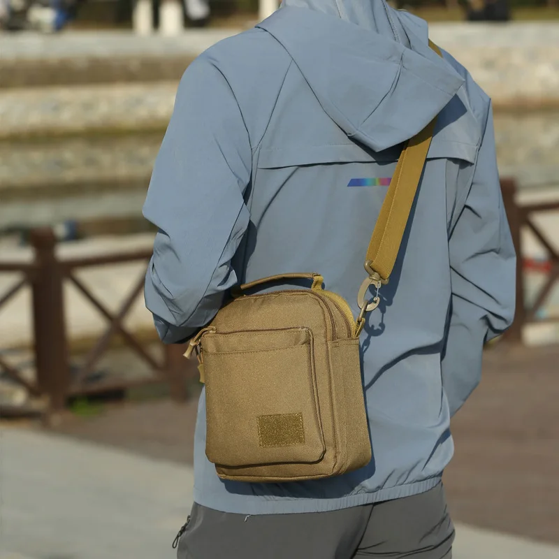 

Oxford Wear-resistant hand-held crossbody bag, outdoor tactical lightweight sports vertical square multi-functional backpack