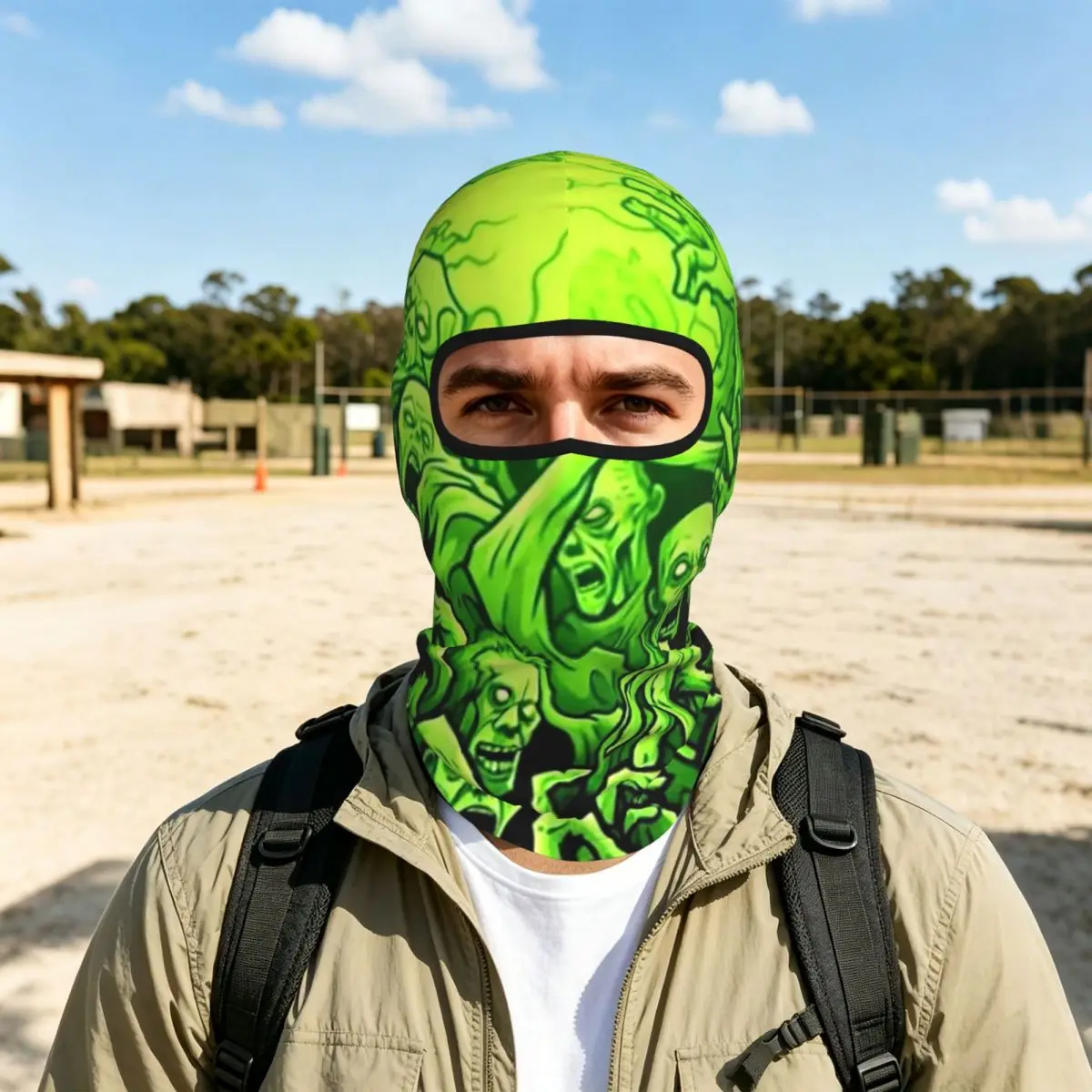 Ghost Skull Luminous Horror Night Halloween Breathable Thin Balaclava Full Face Mask Sun Protection Neck Gaiter For Motorcycle