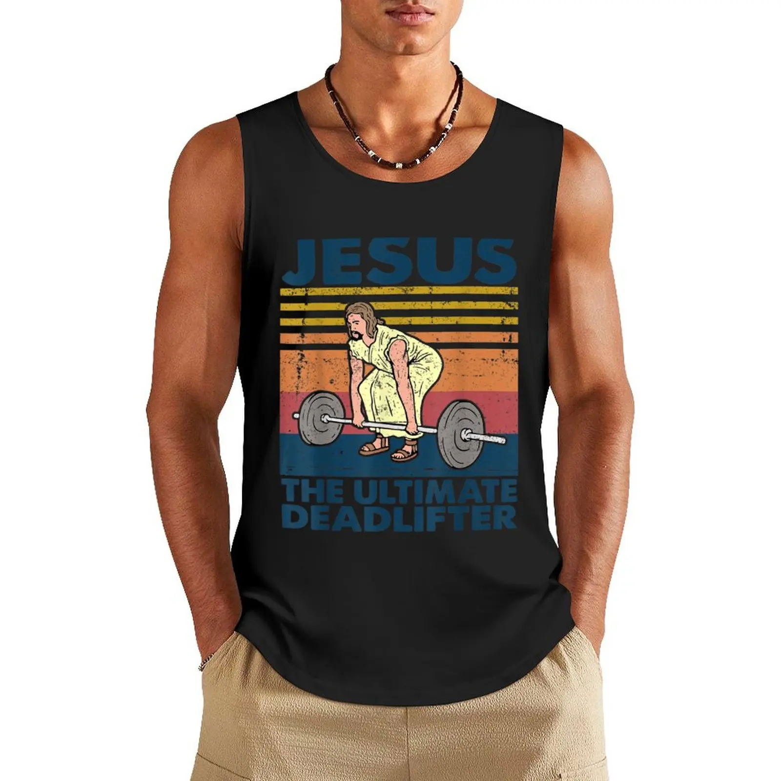 

Vintage Jesus The Ultimate Deadlifter Funny Christian Gym Tank Top muscle t-shirt gym shirt men