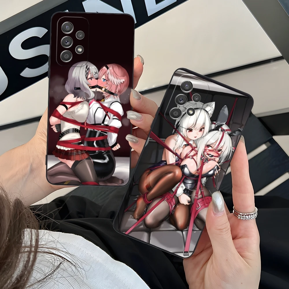 Hentai Waifu Girl Mobile Cell Phone Case for Samsung Galaxy A91 73 71 70 54 53 52 34 24 23 21 S 5G Black Soft Phone Cover Shell