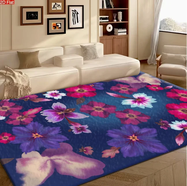 Vibrant Mixed Floral Art Print Carpet Flooring Decorative Household Floor Rug Stylish Mat for Indoor Home Space