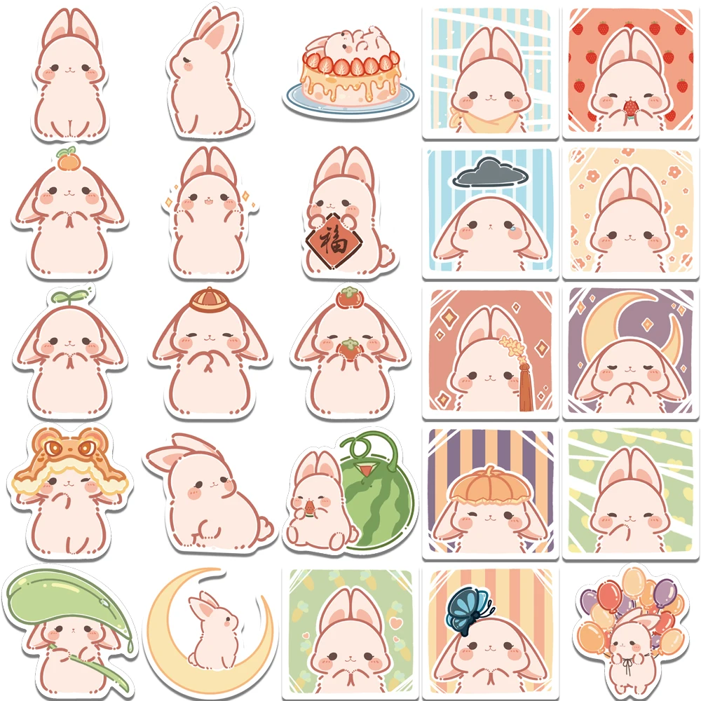 50PCS Scrapbooking Stickers Kawaii Rabbit Decorative Label Sticker for DIY Art Craft Planner Scrapbook Diary Calendar Album