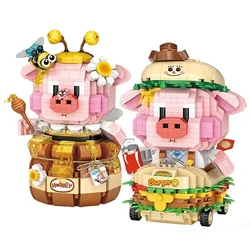 Mini Building Blocks Cute Piggy Set DIY Creative Animal Model Assembled Ornaments Toys and Gifts for Adults and Children