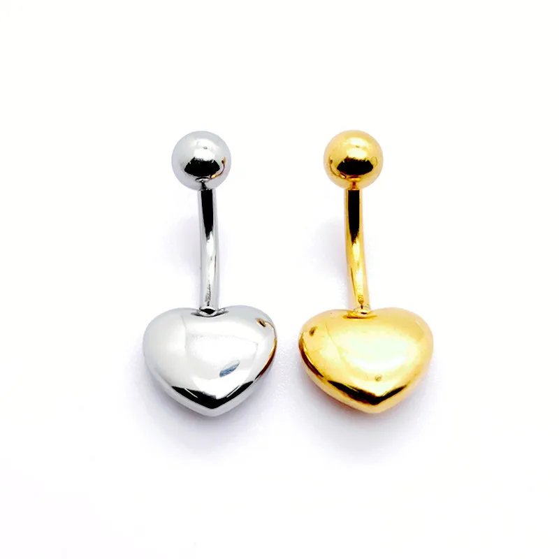 1Pcs Surgical Steel Gold /Silver Color Belly Button Piercing Heart Belly Rings  Navel Ring Cute Belly Bar Body Piercing Jewelry