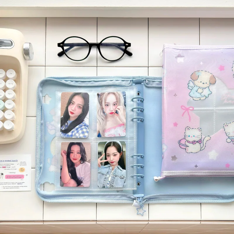 IFFVGX Kawaii A5 سستة الموثق حامل بطاقة الصور Kpop المعبود ألبوم الصور جمع كتاب القرطاسية المدرسية ألبوم الفقرة Fotos پوتوكاروداد باين أكثر