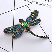 Crystal Vintage Dragonfly Brooches for Women Large Insect Animal Brooch Pin Fashion Dress Coat Accessories Cute Jewelry