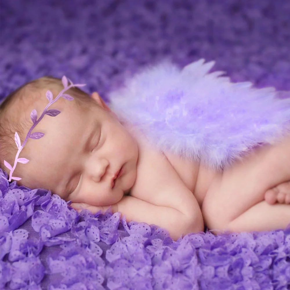 Newborn Photography Props White Angel Wing Baby Photos Props Feather Wing Girls Hair Kids Baby Photography Hair Accessories