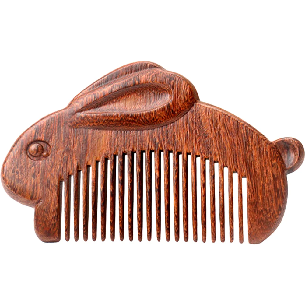 Rabbit Design Wooden Comb Sandalwood Zodiac Rabbit Hair Brush For Women Men Massage Comb Wooden Combs Hair Tools Accessories