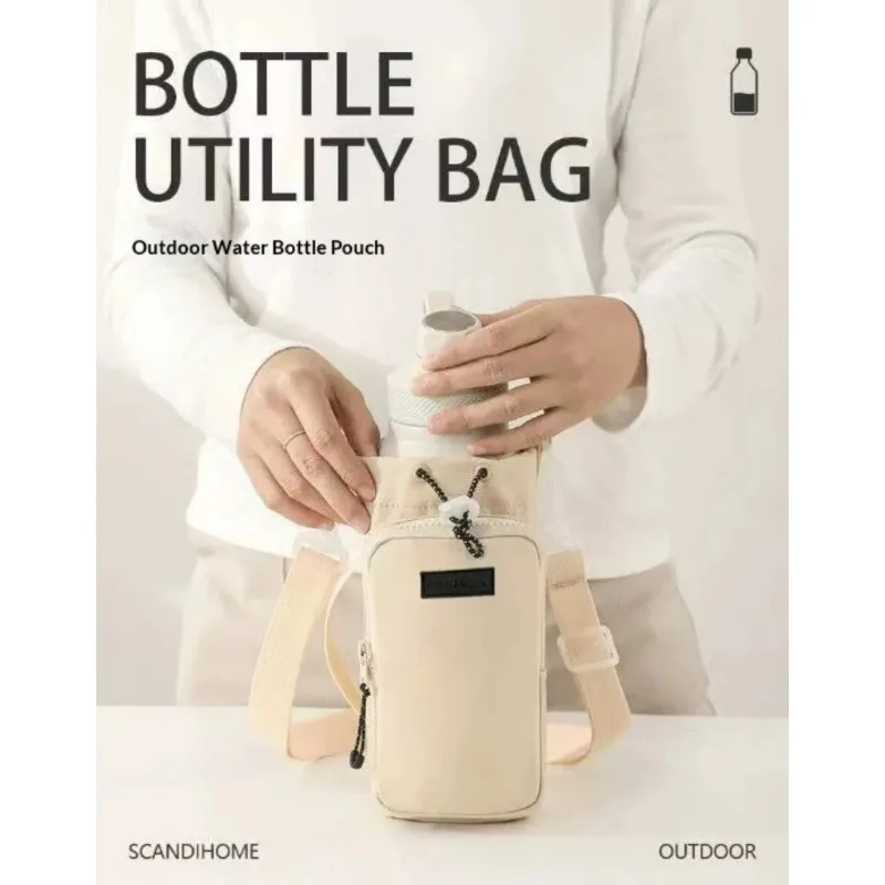 Unisex Insulated Water Bottle Carrier Bag with Strap, Crossbody Sling with Phone Pocket