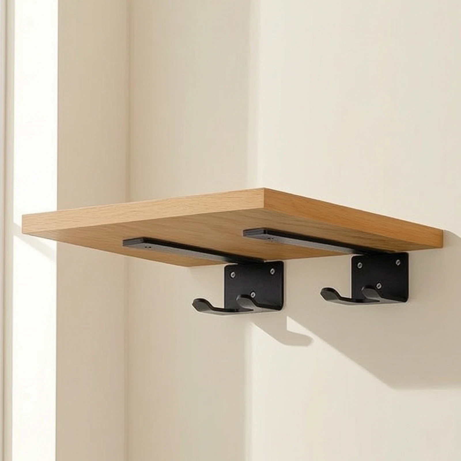 2 Pieces Shelf Bracket with Hook Compact L-Shaped Bracket Hardware Solid Strong for Kitchen, Entryway