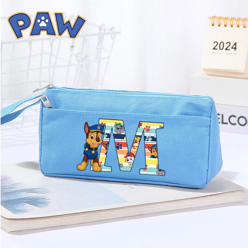 Paw Patrol – trousse à crayons mignonne pour étudiants, sac à stylos imprimé avec lettres de dessin animé A-Z, pochette de rangement de papeterie pour garçons et filles, fournitures scolaires