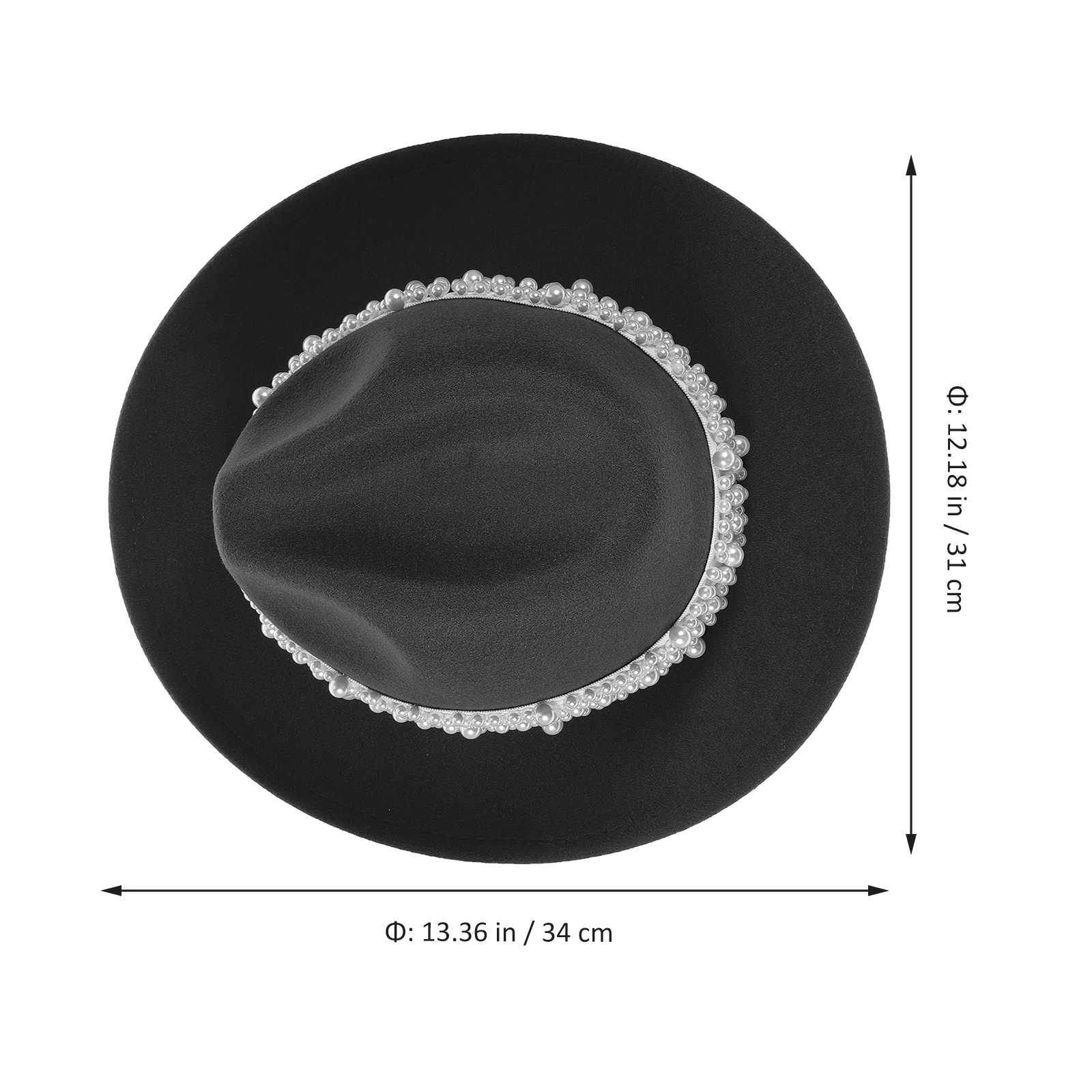 

Elegant Pearl Decorated Felt Hat Lightweight Comfortable Women Party Prom Special Occasions Christmas Top Wide Brim Fedora