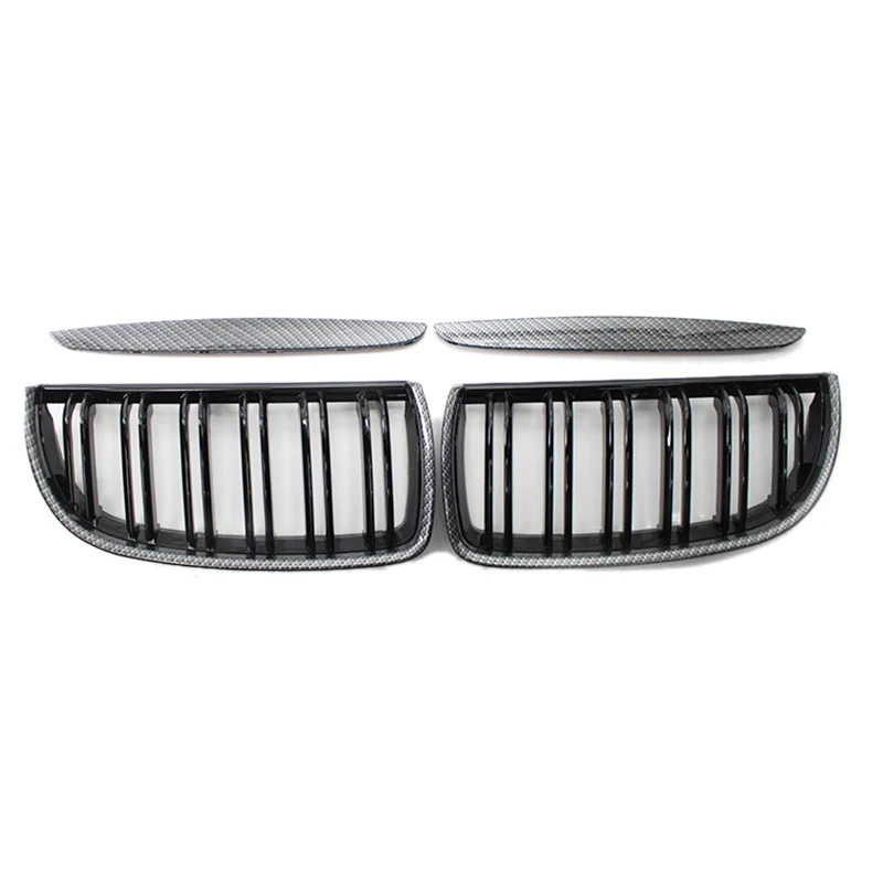 

Car Carbon Fiber Look Front Kidney Grille Dual Slats Grill for 3 Series E90 E91 2005-2008