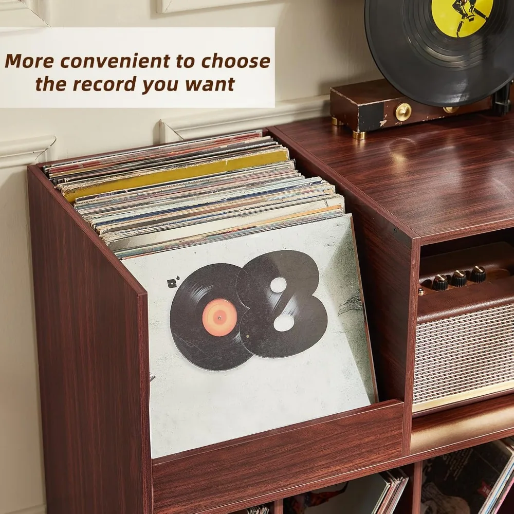 حامل تخزين كبير لسجلات الفينيل مقاس 48 بوصة مع منطقة عرض وحامل القرص الدوار لحلول تخزين مشغل التسجيلات #3