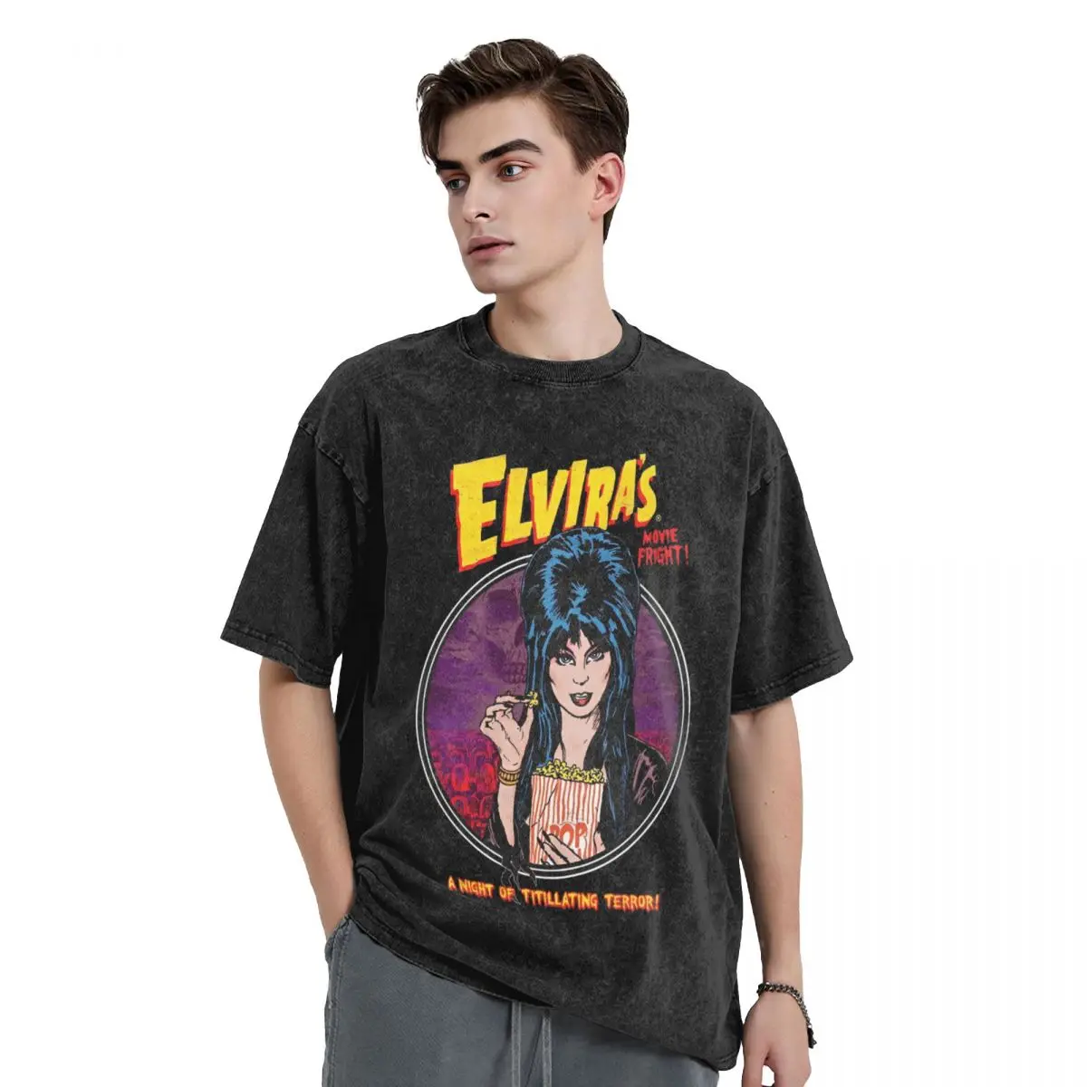 Elviras Mistress Of The Dark Movie T Shirt Goth Queen T Shirts Short Sleeve Streetwear Tops Summer O-Neck Big Size Clothes