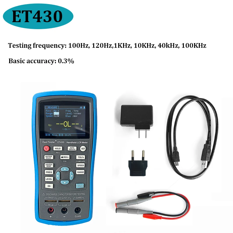 East Tester Handheld LCR Meter 100Hz~100KHz Accuracy 0.20% Capacitance Tester Digital Portable LCR Meter Digital Bridge Tester