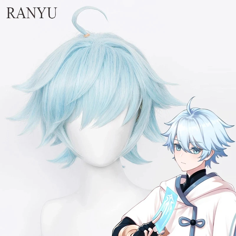 

Genshin Impact Chongyun Wig Anime Game Short Synthetic Blue Cosplay Hair Heat Resistant Wig For Party