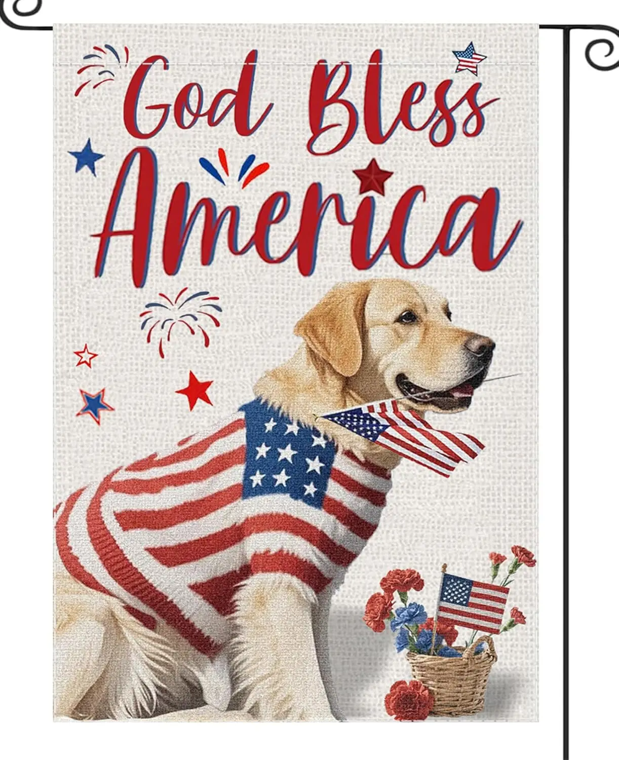 4th of July Dog Garden Flag God Bless America Patriotic Welcome Small Flags for Outside, Double Sided Burlap Memorial Day In SSL