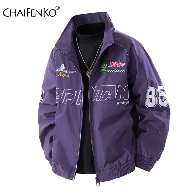 

Spring Autumn Fashion Stand Collar Men Tops New Simplicity Versatile Comfort Jacket Outdoors Loose Casual Windproof Letter Coat