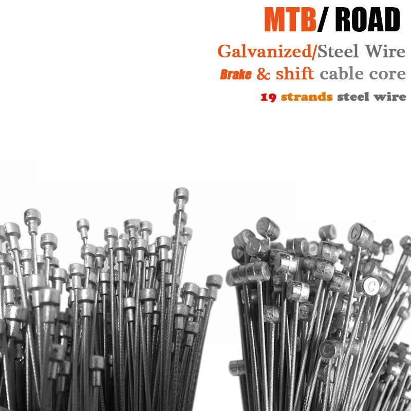 

10 pcs Bicycle Brake Cable & Derailleurs Shift Inner Core Wire 900/1100/1800/2500/2050mm Road Bike Galvanized steel Part