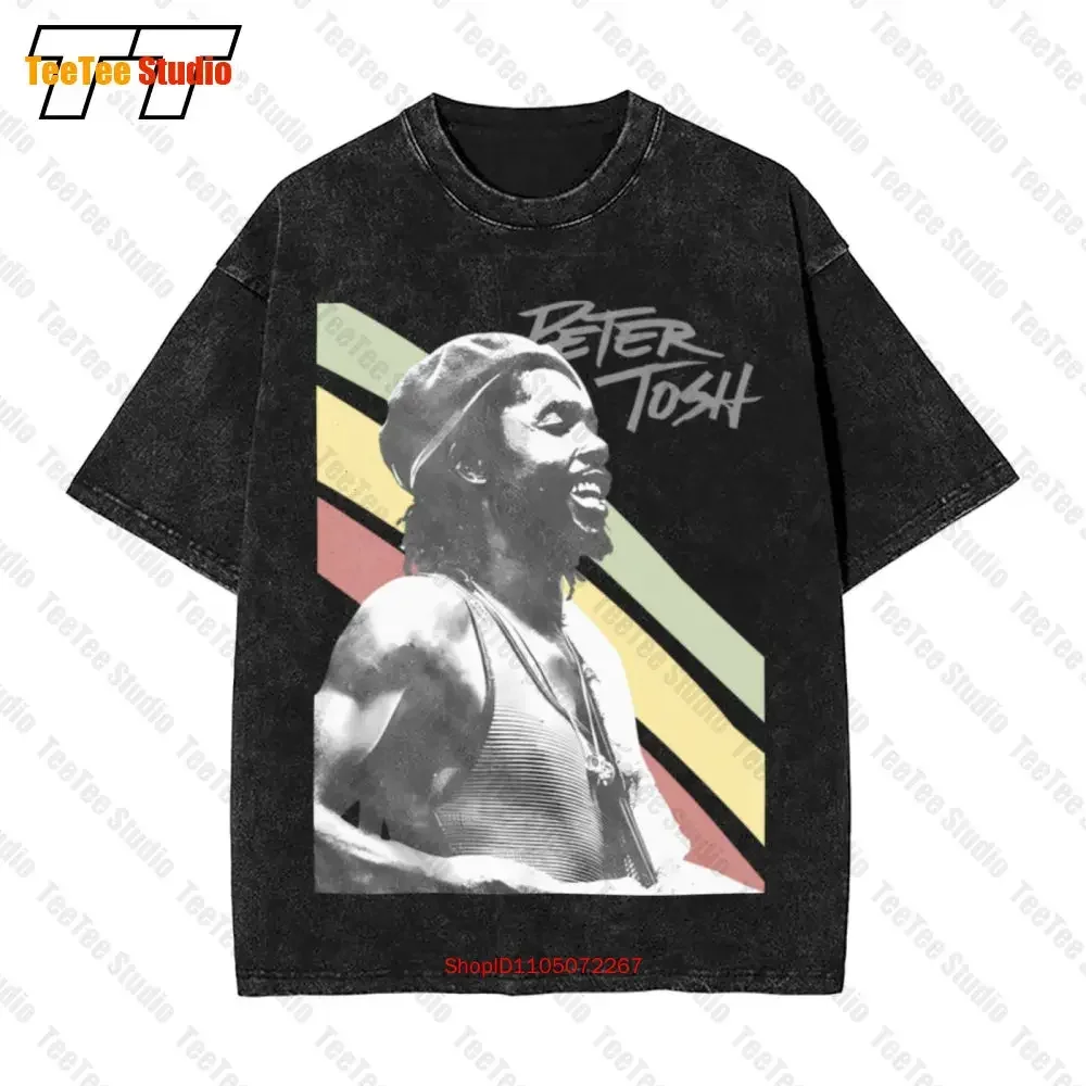 Peter Tosh Rasta Stripes White S Music Vintage Oversized T-Shirt AG4G