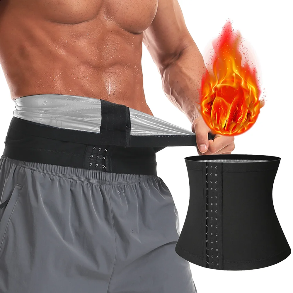 Men Sauna Suits Hot Thermal Sweating Waist Trainer Slimming Belt Fitness Fat Burning Cincher Weight Loss Belly Control Corset