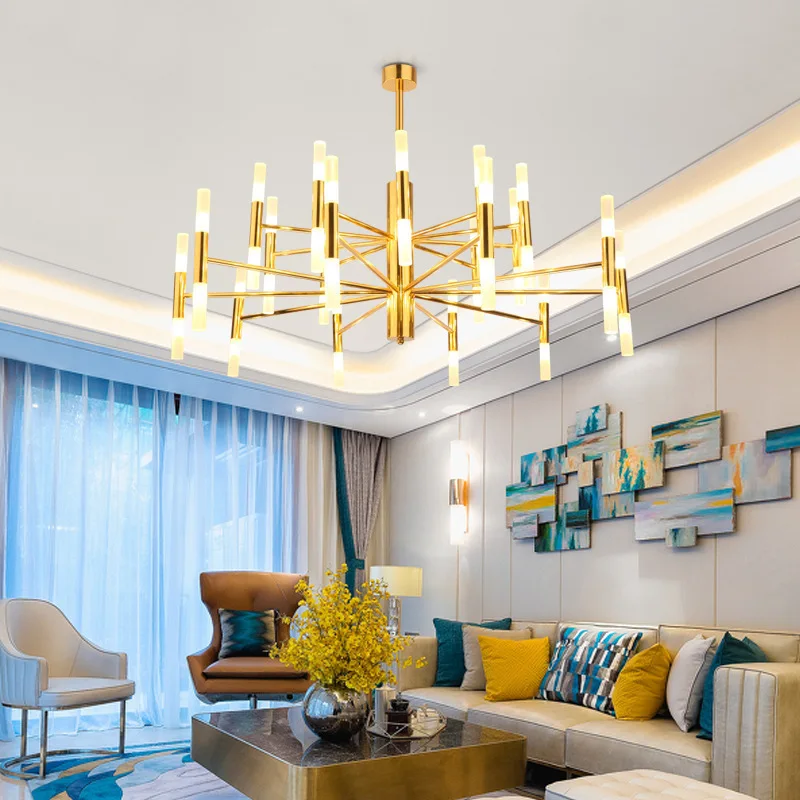 Nordic Light Luxury Grand Living Room Chandelier Modern Minimalist Style Dining Room Bedroom Acrylic Branched Lighting Fixtures