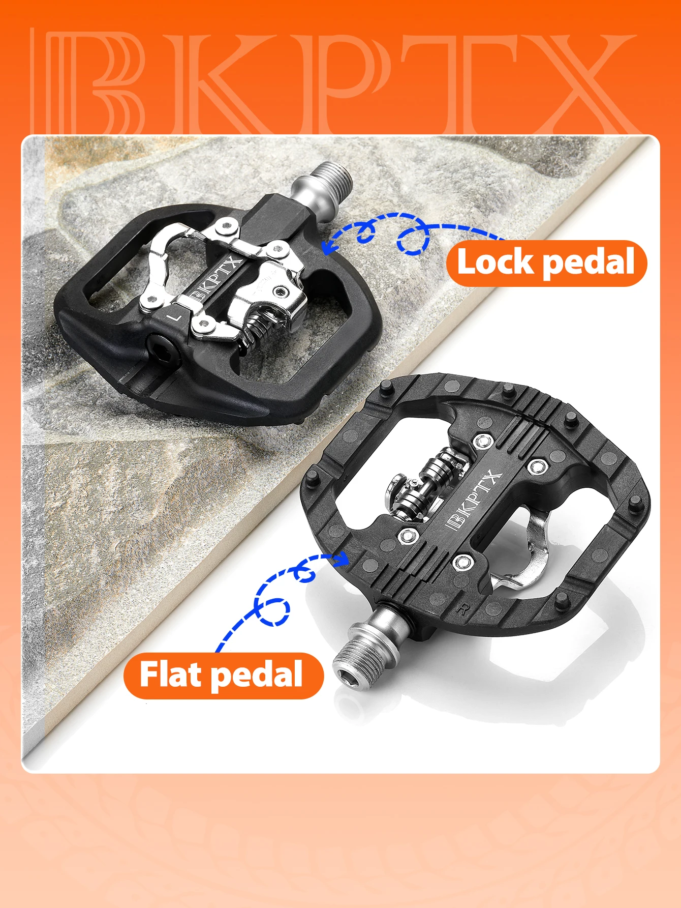 BKPTX M109 MTB Clipless Pedal Set Lock+Flat Pedals Bicycle Parts Double Function Meter Pedalen Platform Mountain Bike Pedals