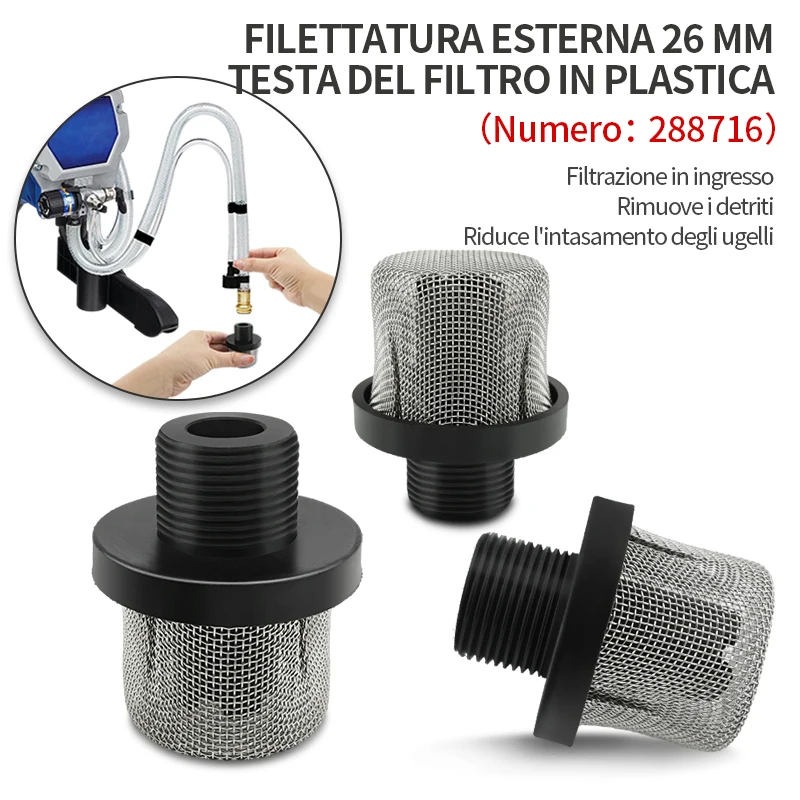 Filtro per vernice spruzzatore professionale 288716 filtro di ingresso da 26MM filtro di aspirazione filtro di aspirazione parti di ricambio