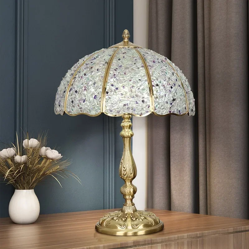 American all-copper retro desk lamp European luxury simple bedroom bedside lamp study cafe retro