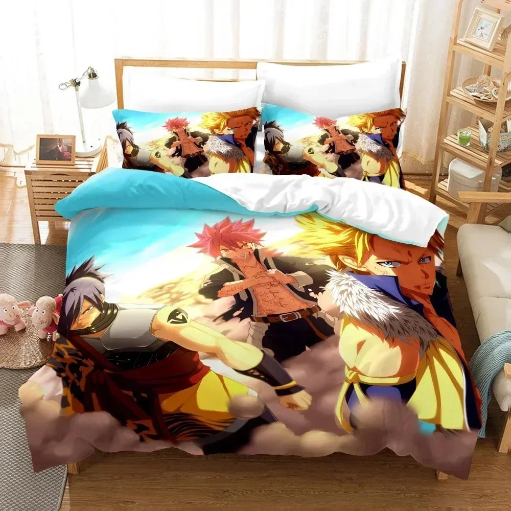 

3D Anime Fairy Tail Natsu Printed Bed Set Duvet Cover Pillowcase Bedding Set Bed Linen Sheet Quilt Cover Full Queen King Size