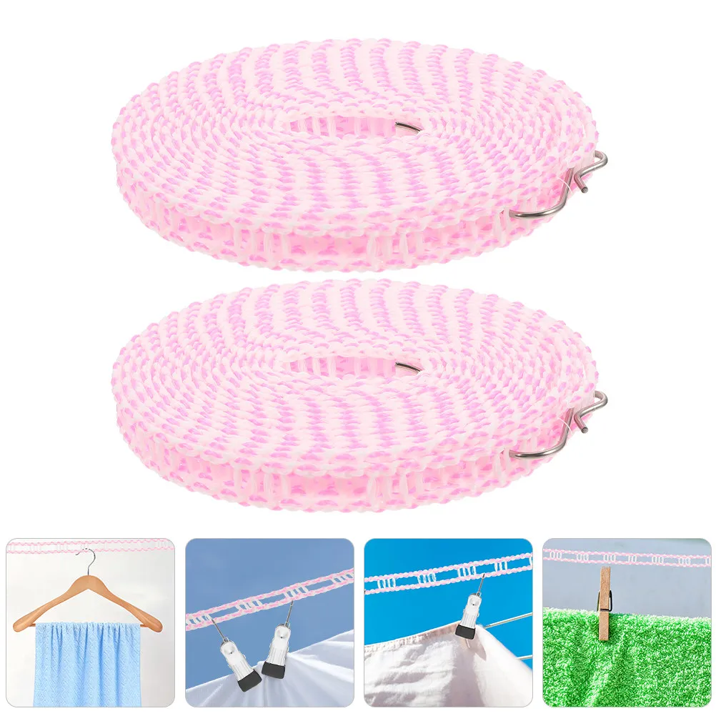 

2Pcs Outdoor Clothesline Windproof Thick Non Slip Laundry Clothes Line Backyard Drying Rope Portable Travel Rope