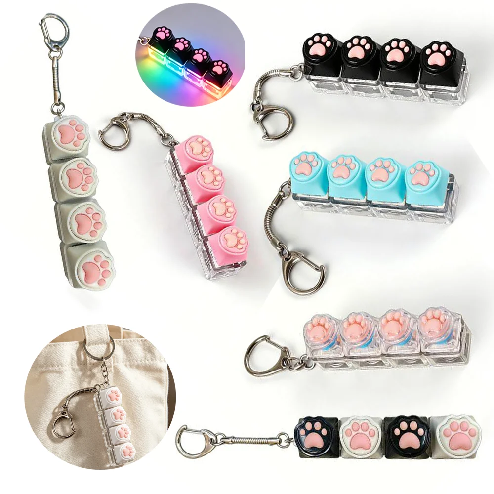 LED light-emitting Keyboard Keychain Fidget Toy - Clickable Buttons Stress Relief, Portable Desk Accessory Office Decor Gift