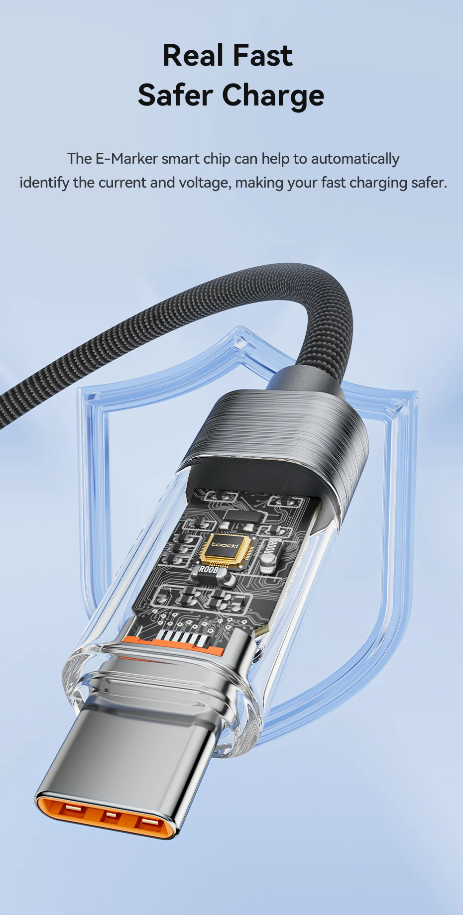 Toocki Typ-C-auf-Typ-C-Kabel, 60W PD-Schnellladekabel für Macbook, Samsung, Huawei, Honor, LG, USB-C-Datenübertragungs- und Synchronisationskabel – Detail 4