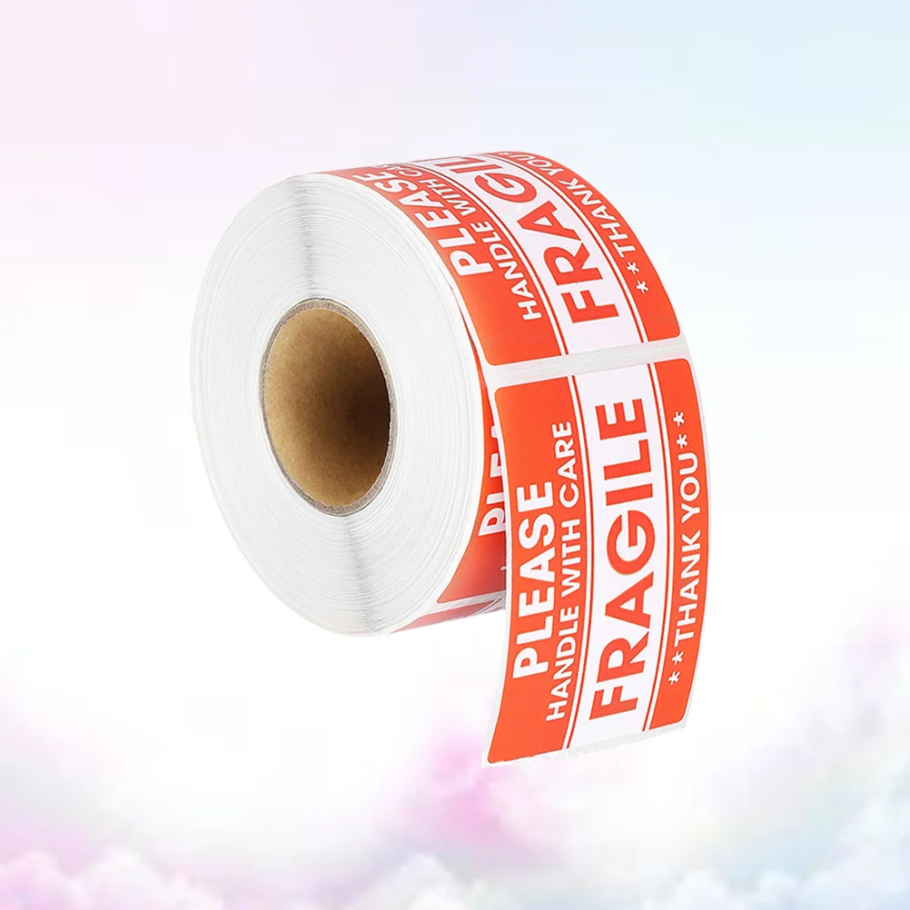 500 Pcs/Roll Adhesive Warning Sign Copper Plate Good Package Stikcer Red Fragile Sticker Stickers