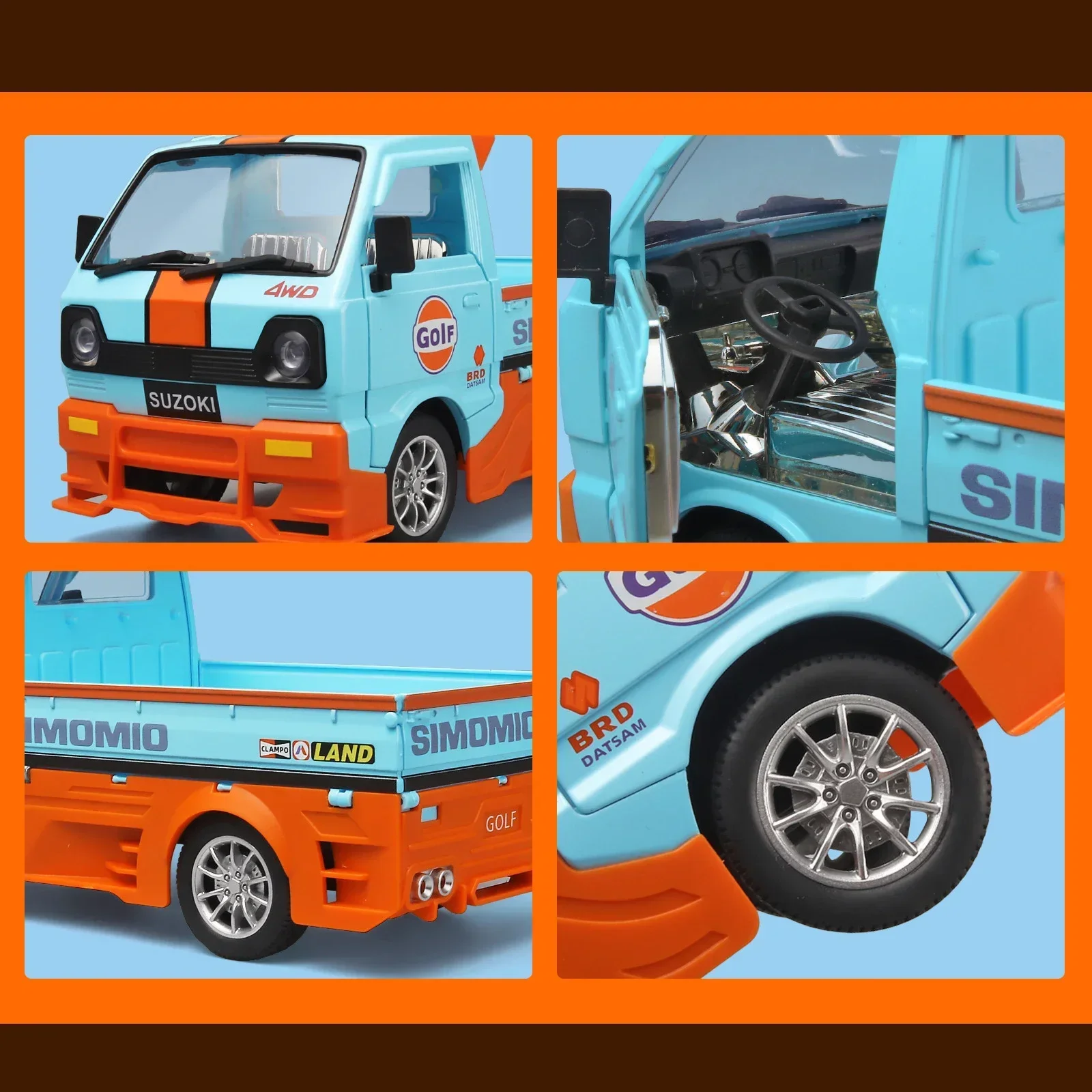 1:24 truk Pickup versi Teluk Model mobil Aloi diecast kendaraan mainan logam suara dan cahaya hadiah anak-anak