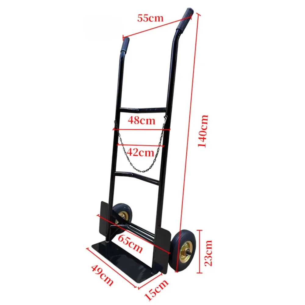 Thickened curved trolley for pulling and transporting goods