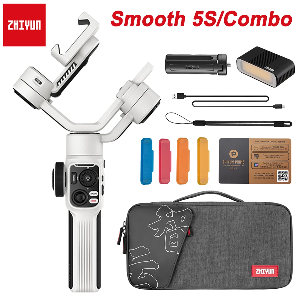 Zhiyun Smooth 5S Combo Stabilizer 3-Axis Handheld Gimbal for Smartphone iPhone Samsung OPPO xiaomi Huawei for YouTube TikTok Vlo