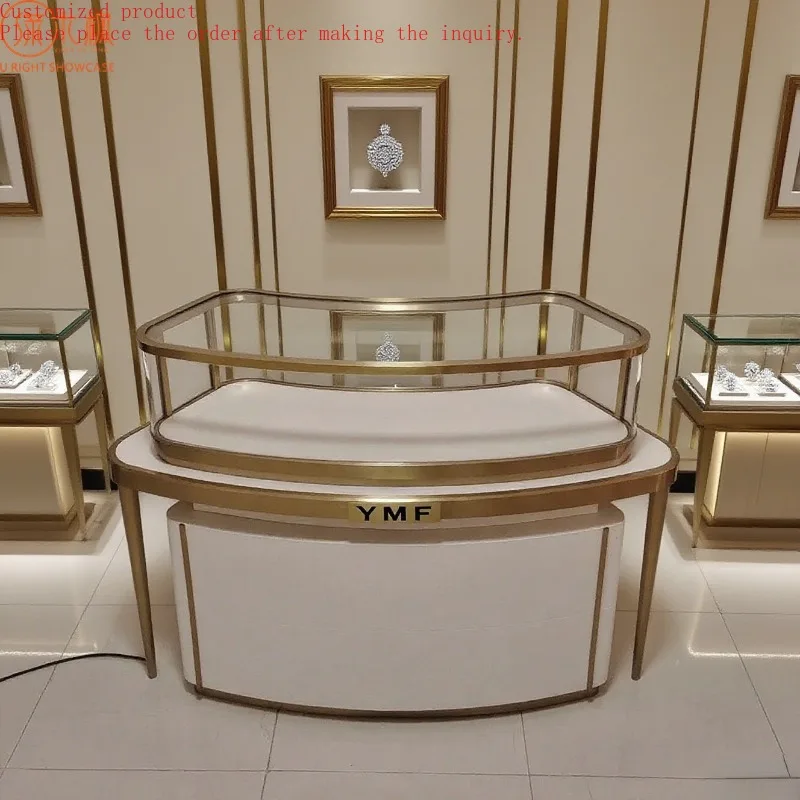 

Custom.Custom Luxury Jewelry Display Cabinets Curved Showcase Design for Jewelry Stores Jewelry Cabinet Manufacturer