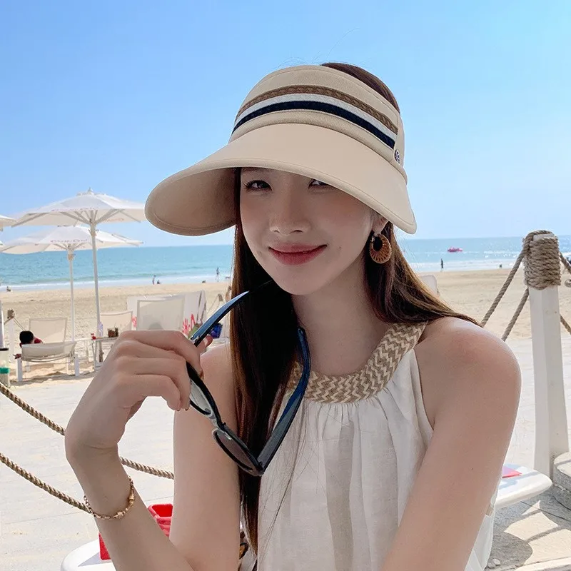 New striped hat outdoor sports cycling versatile hollow top trendy