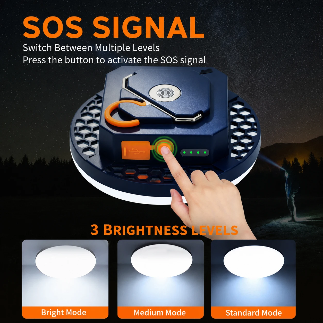 7200mAh Large Capacity LED Camping Lantern, Ultra‑Bright White Light,4 Modes Portable Tent Light for Outdoor Camping Emergency