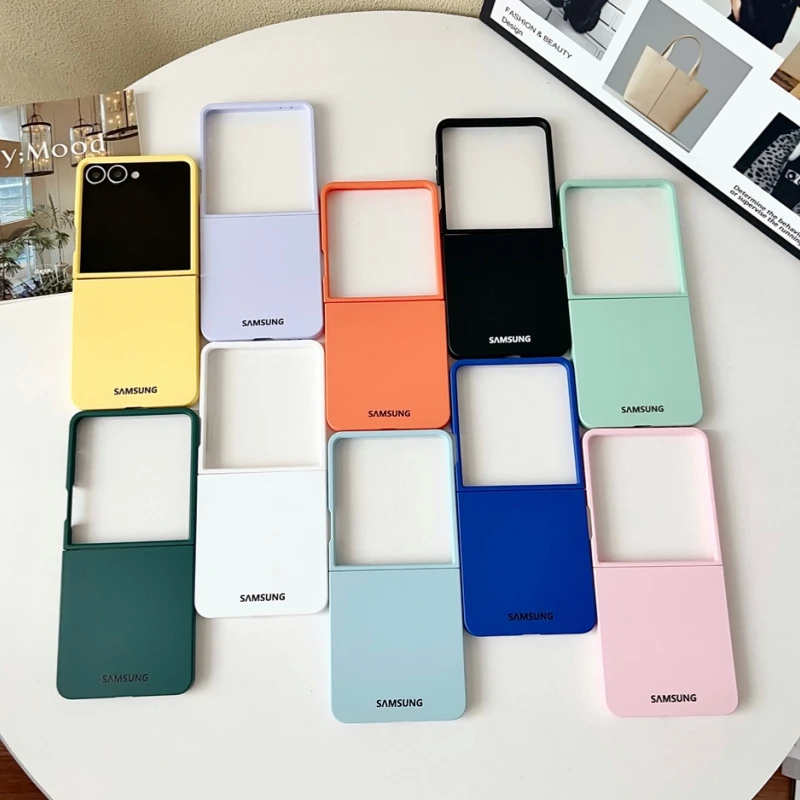 Original Liquid Silicone PC Phone Case Samsung Galaxy Z Flip 7 6 5 4 3 5G Matte Skin Shockproof Candy Colors Soft Cover Z Flip7